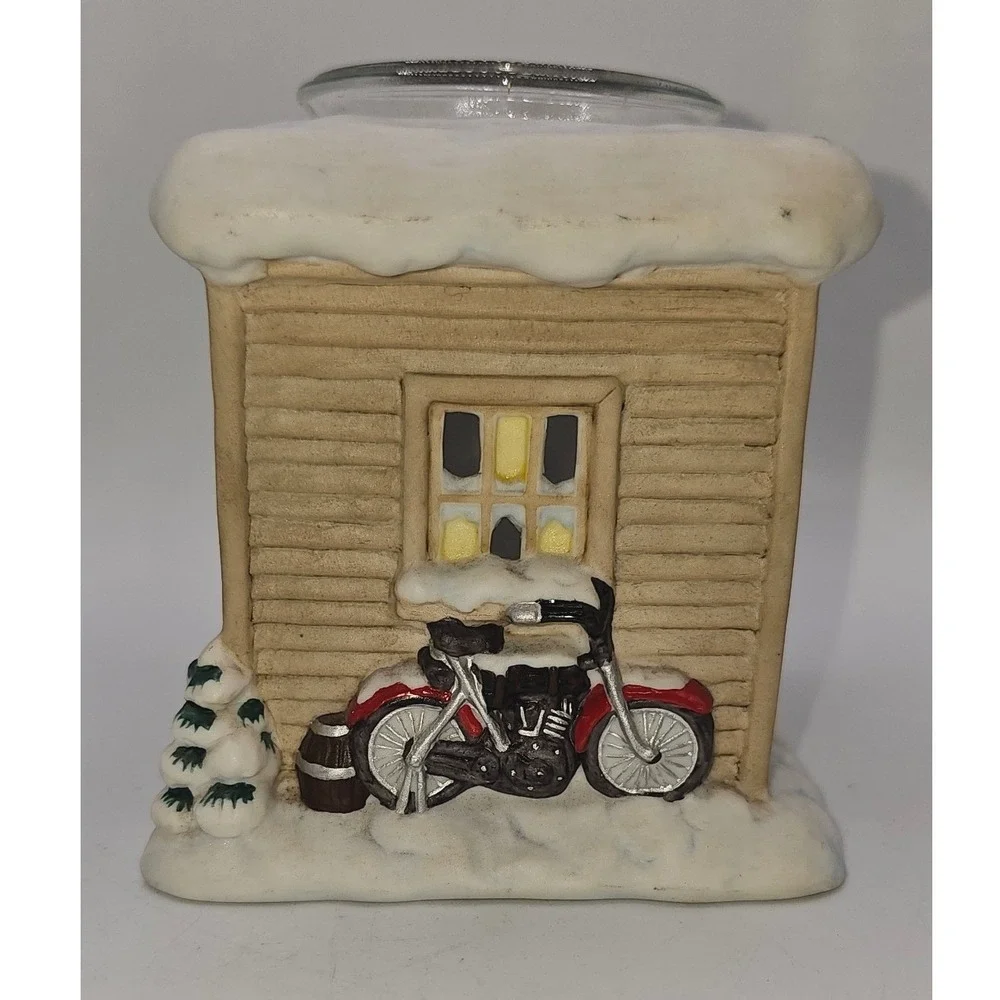Harley-Davidson Motor Co Winter Cabin Ceramic Candle Holder Wax Warmer Vintage